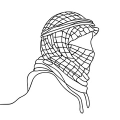 Outline of a person wearing a traditional headscarf and mask  