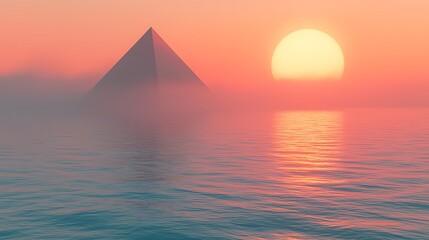 Naklejka premium Sunset reflections on the great pyramid giza landscape photography serene environment distant view ancient wonder 