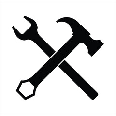 Hammer and wrench silhouette