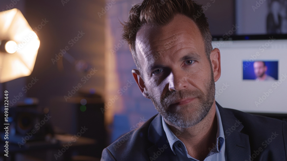 Aufkleber professional editor in studio with capcut color grading on monitor