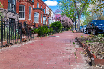Urban elegance on Capitol Hill in Washington. Brick facades and classic American architecture.