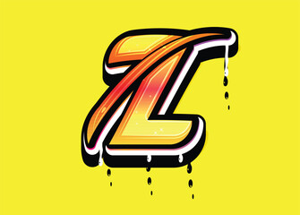 Z Hand Lettering Graffiti with drippingVector Template