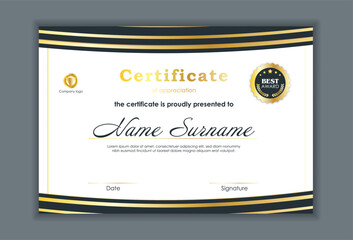 Certificate Of Achievement Award Template Design.