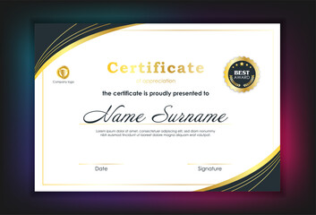 Certificate Of Achievement Award Template Design.