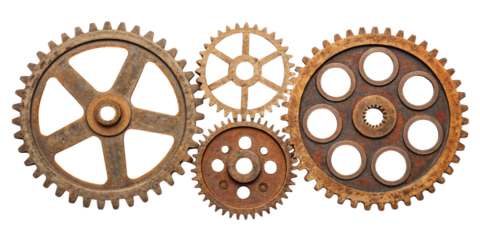 gears and cogs, rusty, png transparent background