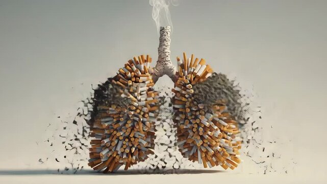 Photorealistic Lungs Made of Cigarettes &ndash; Anti-Smoking Health Concept