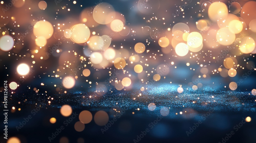 Wall mural abstract bokeh background with sparkling lights and shimmering effects