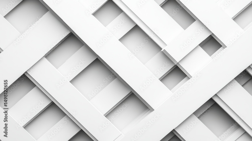 Wall mural abstract white geometric background with overlapping rectangles