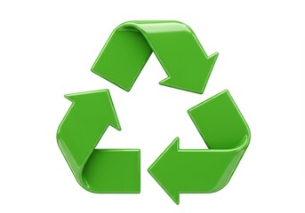 Obraz premium 3D Illustration of Green recycling symbol isolated on white background representing sustainability
