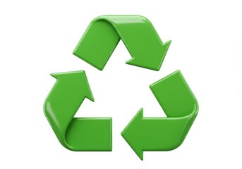 Obraz premium 3D Illustration of Green recycling symbol isolated on white background representing sustainability