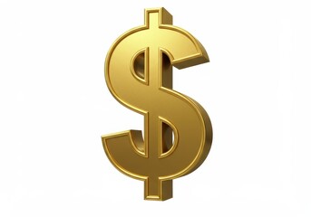 3D Illustration of Golden dollar sign isolated on white background representing wealth and finance