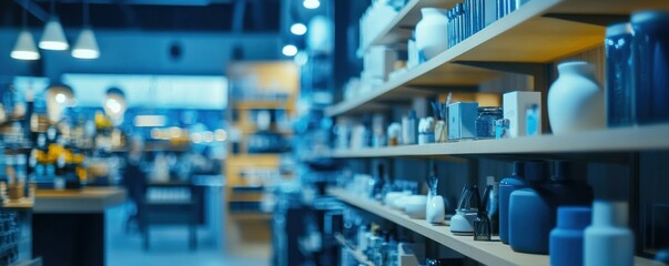 Blue Hues in a Modern Home Goods Store