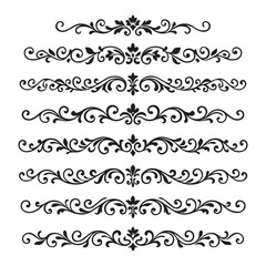 Obraz premium Elegant Flourish Ornament Divider Set Vector EPS