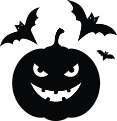 halloween pumpkin with bats