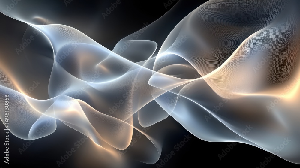 Canvas Prints ethereal light waves flowing through dark background with soft colors