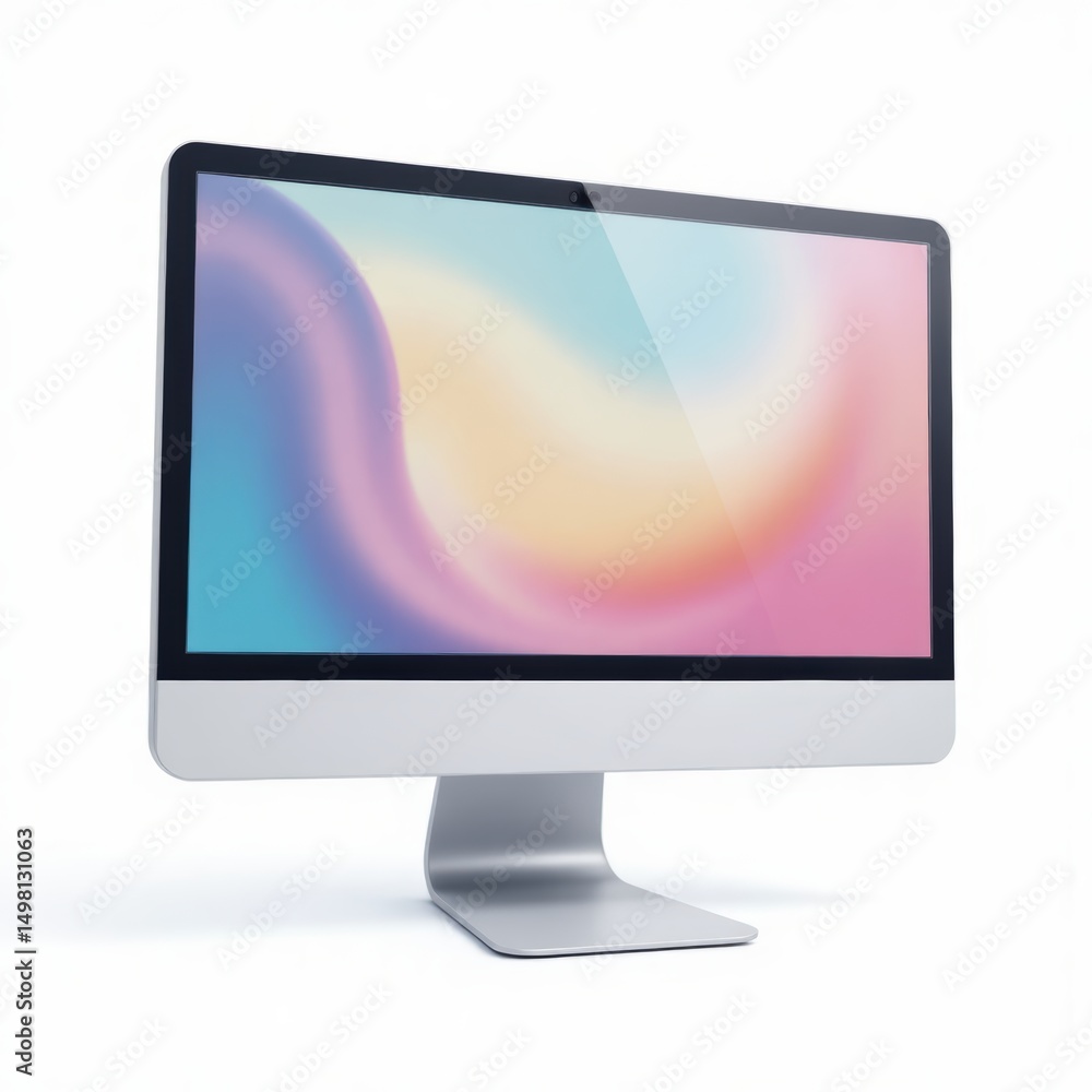 Poster modern all-in-one desktop computer isolated on white background stock photo
