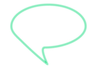 Neon green speech bubble icon, vector illustration, on transparent background, png.