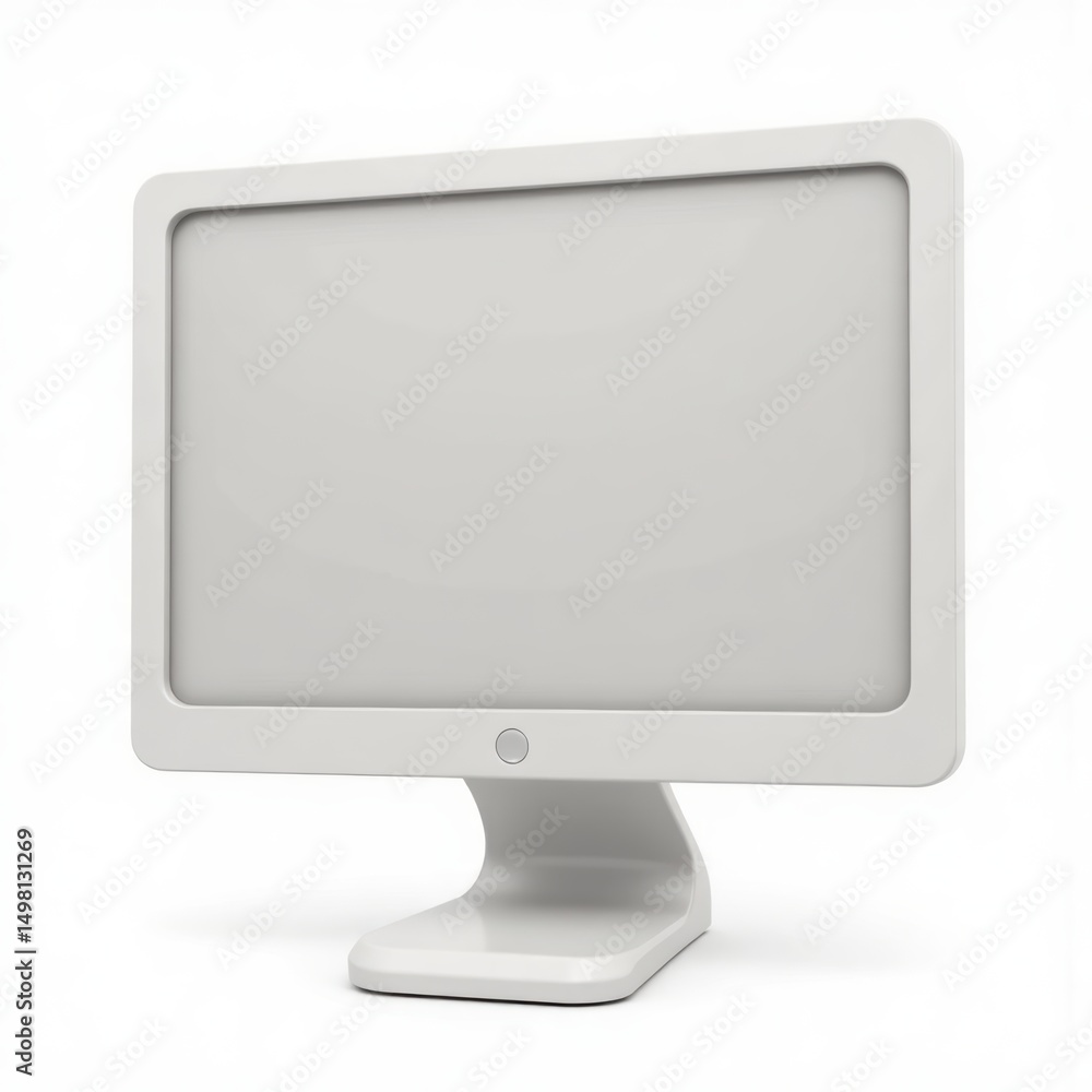 Poster white computer monitor mockup isolated on white background, front view. modern design monitor for pr
