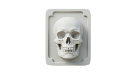 Isolated White Skull with Rectangular Frame