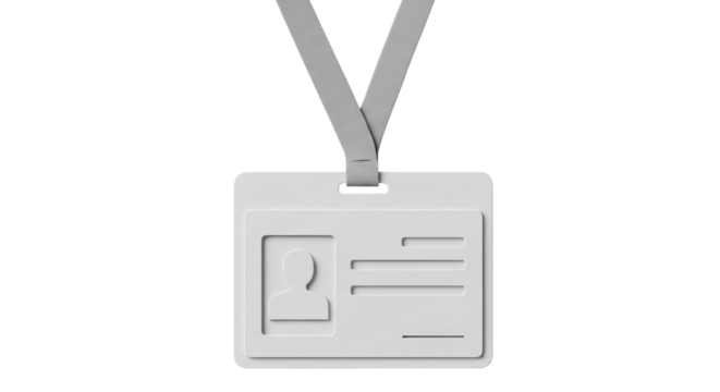 Isolated Blank ID Card with Grey Lanyard