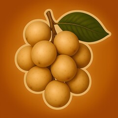 A close-up illustration of fresh longan fruits, artistically arranged. A ripe longan cluster, each sphere glows, revealing the delicacy of this tropical treasure.