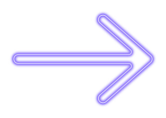 Lilac neon arrow icon, vector illustration, on transparent background, png.