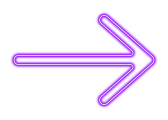 Violet neon arrow icon, vector illustration, on transparent background, png.