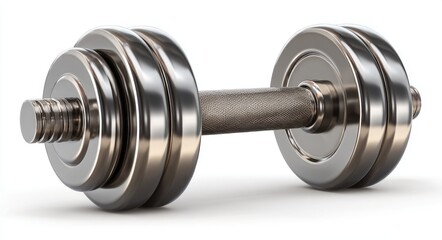 Fototapeta premium A modern, flat icon depicting a dumbbell featuring a metal barbell and textured grip, exuding a clean gym aesthetic