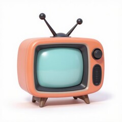 Retro Cartoon Television Set: Vintage TV with Antenna for Nostalgic Design Projects
