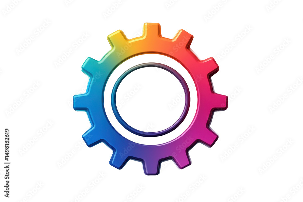 Fototapete metallic gear icon with a blue center, illustrating mechanical engineering concepts and digital inte