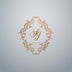 Vintage Floral Wedding Wreath Vector Illustration