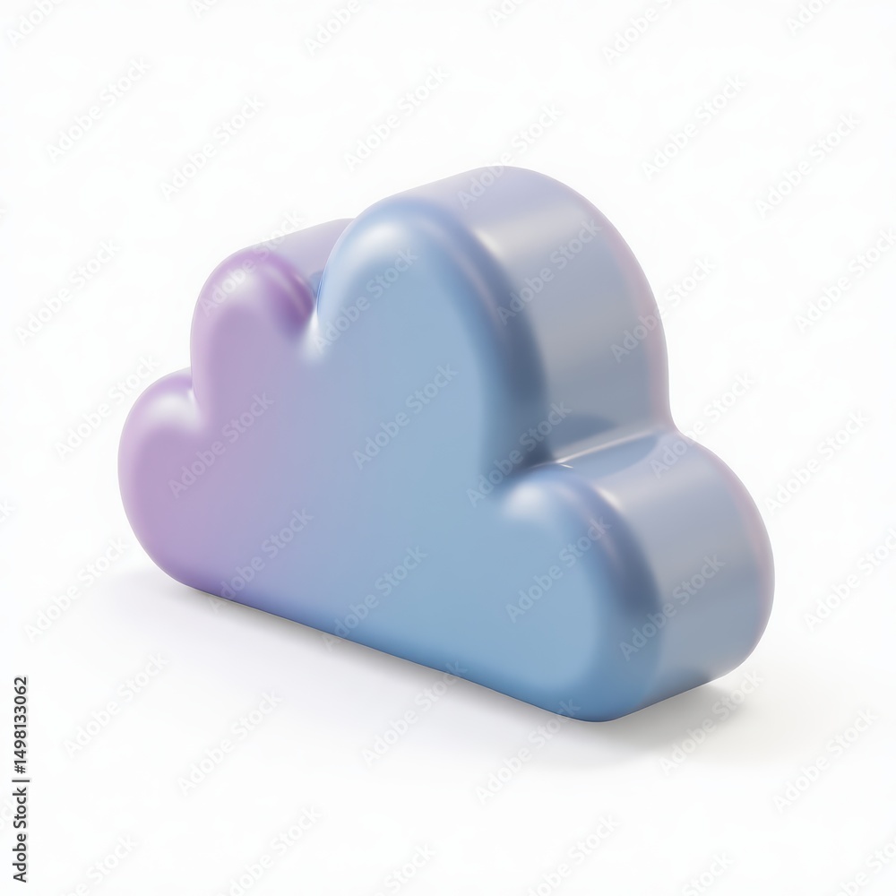 Poster 3d cloud computing icon with gradient, data storage, network technology, isolated.