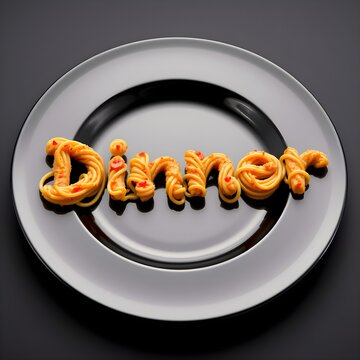 The word dinner made of spaghettis 