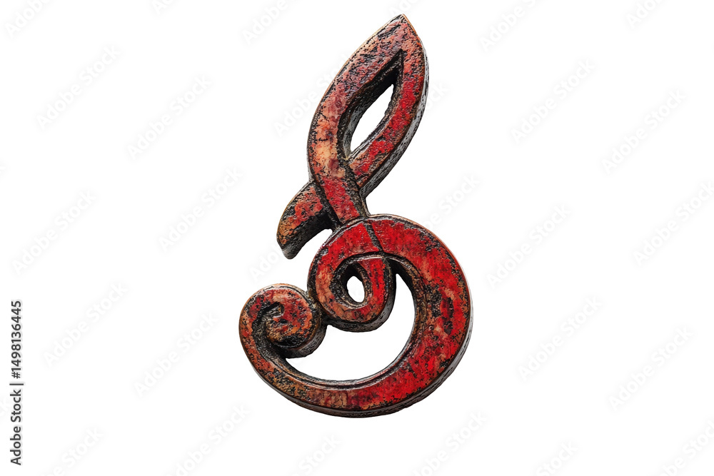 Aufkleber decorative red musical clef symbol representing rhythm and melody in artistic design for various cre