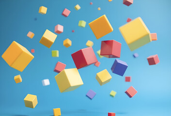 Vibrant seamless geometric pattern with colorful 3D cubes, perfect for abstract backdrops and web design, Generative AI