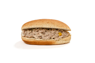 Tuna salad sandwich isolated on white background  