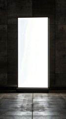 Blank white vertical billboard stands on dark contrast textured background,banner,design,billboard