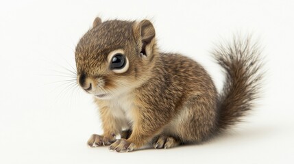 Baby squirrel sitting upright natural habitat wildlife photography cozy environment close-up view fluffy tail concept