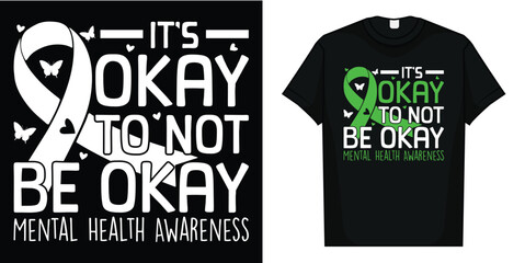 It's Ok Not To Be Ok Mental Health Awareness Butterfly Ribbon T-Shirt