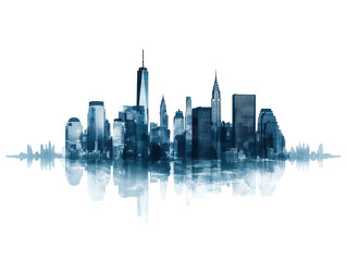 Isolated City Skyline Reflection