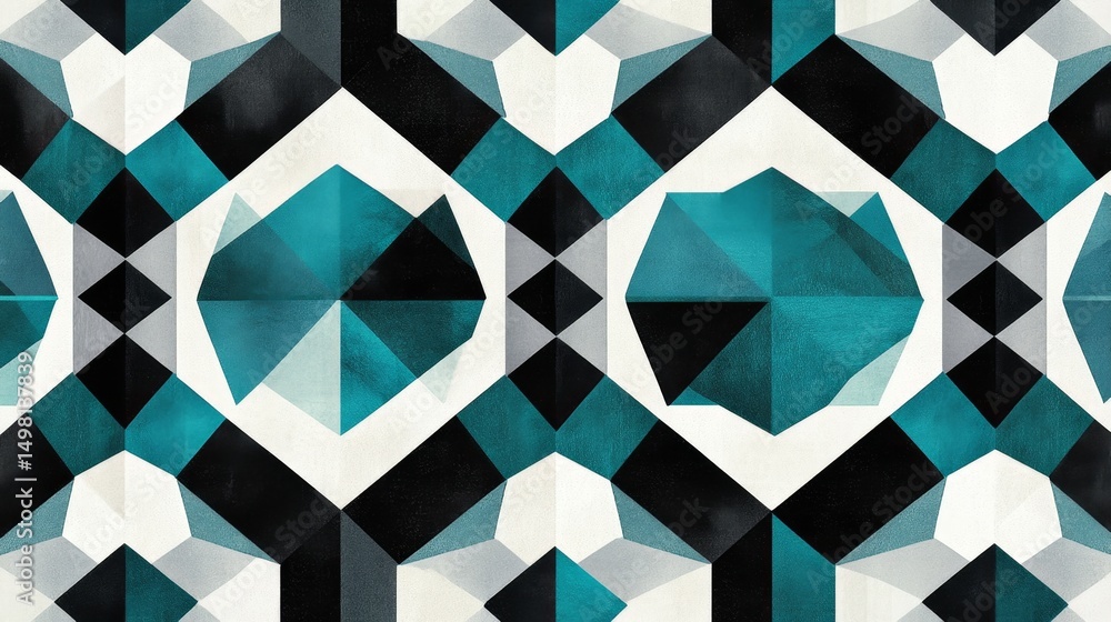 Poster creating a clean geometric pattern with hexagons and diamonds in modern design digital environment a