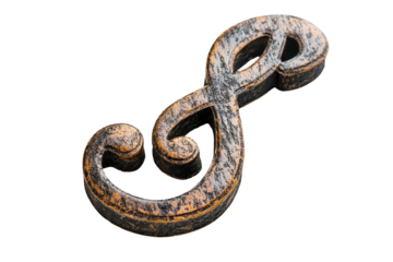 Decorative red musical clef symbol representing rhythm and melody in artistic design for various creative projects