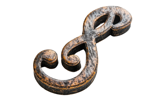 Decorative red musical clef symbol representing rhythm and melody in artistic design for various creative projects