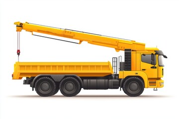 Naklejka premium Yellow crane truck with dump body illustration