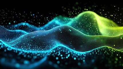 Colorful Abstract Wave Patterns With Particles in Motion