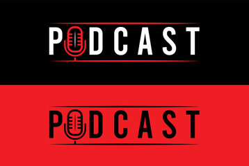 Podcast logo vector illustration icon with multiple backgrounds.