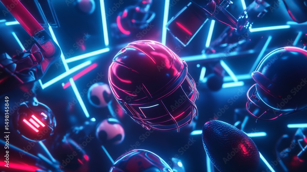 Poster dynamic futuristic sports quiz event virtual arena interactive content neon environment engaging vie
