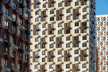 Construction of multi-storey residential buildings. Skyscrapers for housing.