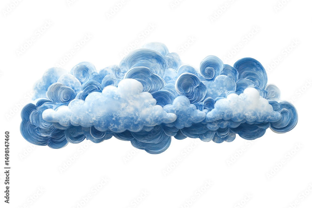 Poster Delicate swirling clouds illuminated by soft light showcasing graceful shapes and gentle curves in a transparent format suitable for various creative projects