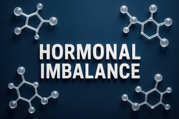 Conceptual representation of hormonal imbalance with molecular hormone structures on dark background highlighting endocrine health and biological regulation issues